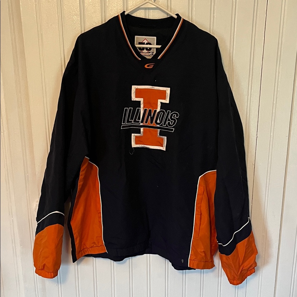 Men's Blue and Orange Illinois pullover